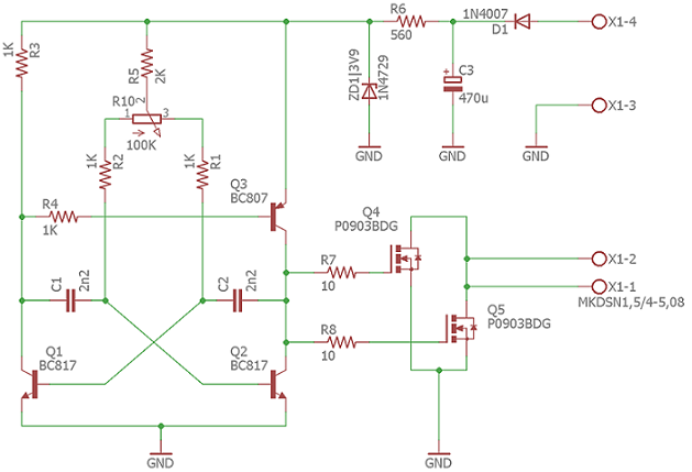 Наша схема с заменой транзисторов на BC817 и BC807